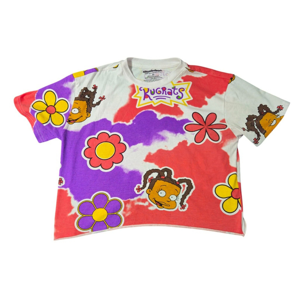 Rugrats Nickelodeon Shirt Top Womens Sz M Cropped Short Sleeve Multicolor Susie
